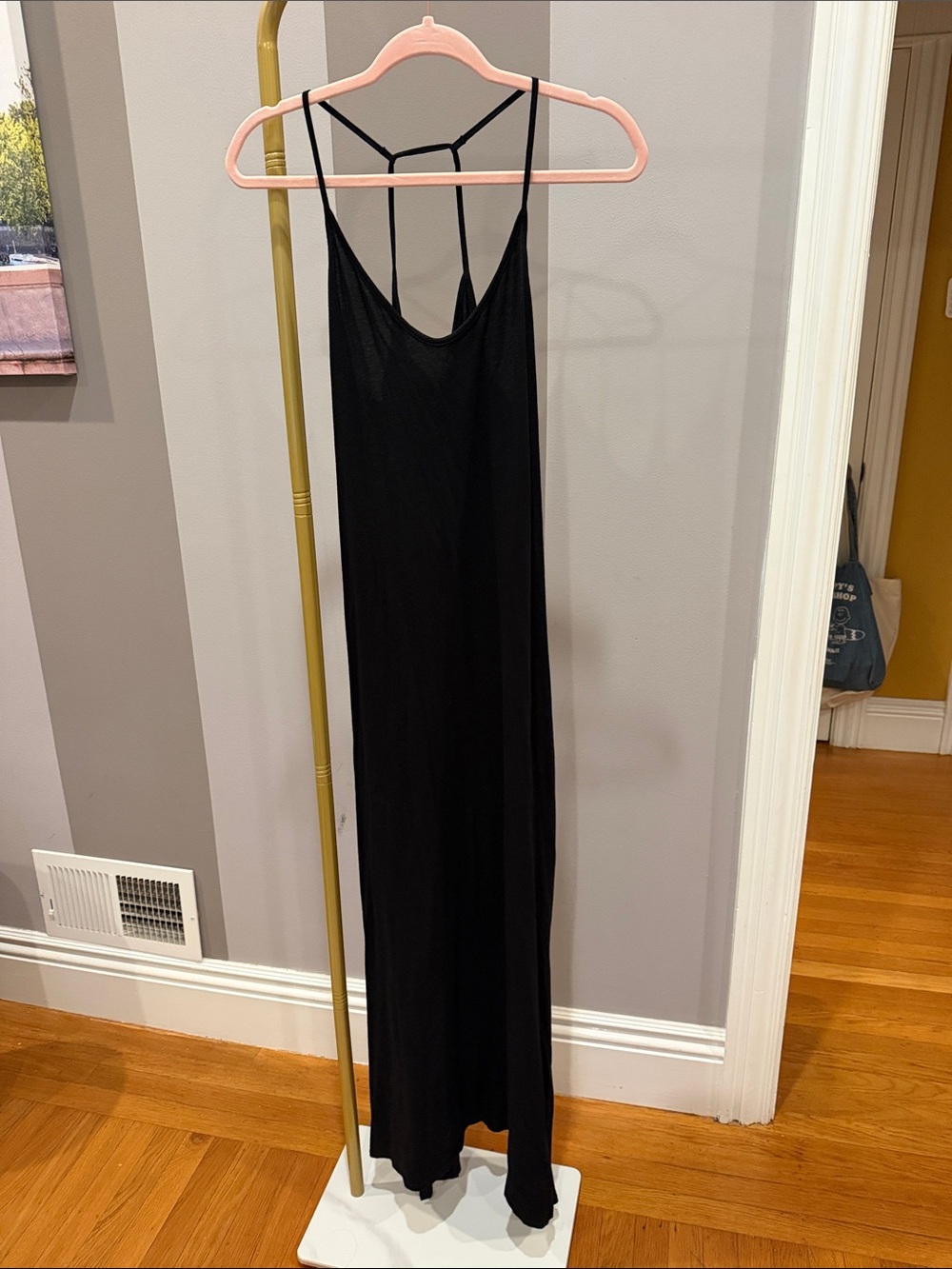Michael Stars Black Maxi Slip Dress with Strappy Back